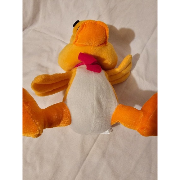 2014 NANCO PLUSH 10" SITTING ORANGE DUCK WITH RED BOWTIE - Picture 5 of 5